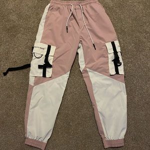 Pink and white Cargo joggers size medium